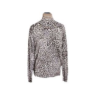 Vertigo Paris Size XL Mock Neck Leopard Print Jewel Neckline Knit Top NWT $230